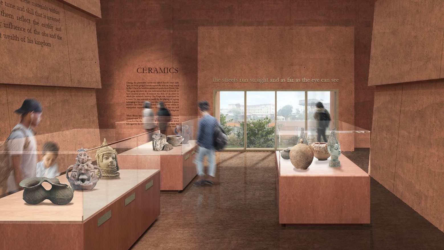 An artist’s impression of the ceramics gallery in the Edo Museum of West African Art