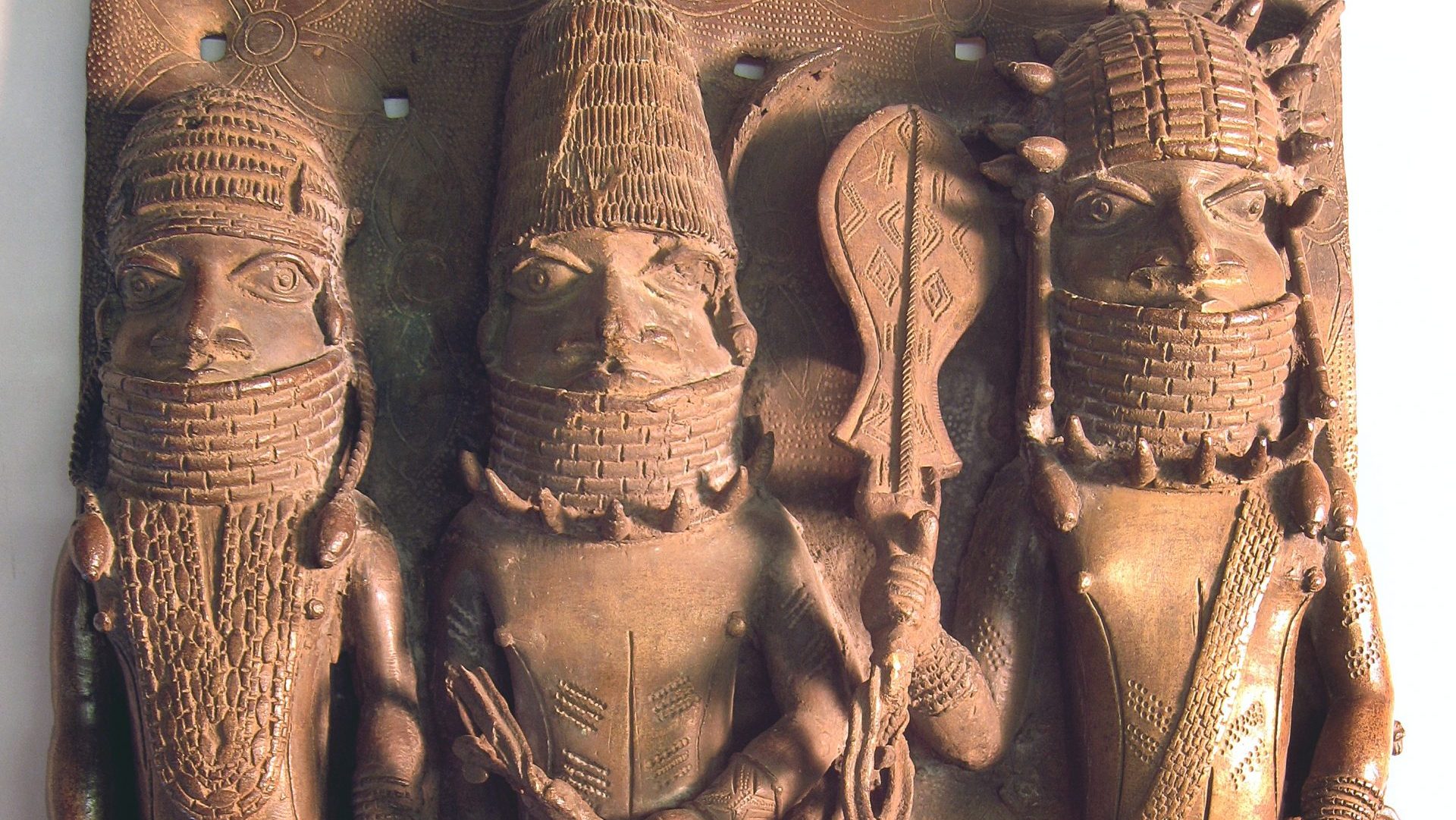 Detail from a relief plaque from the kingdom of Benin