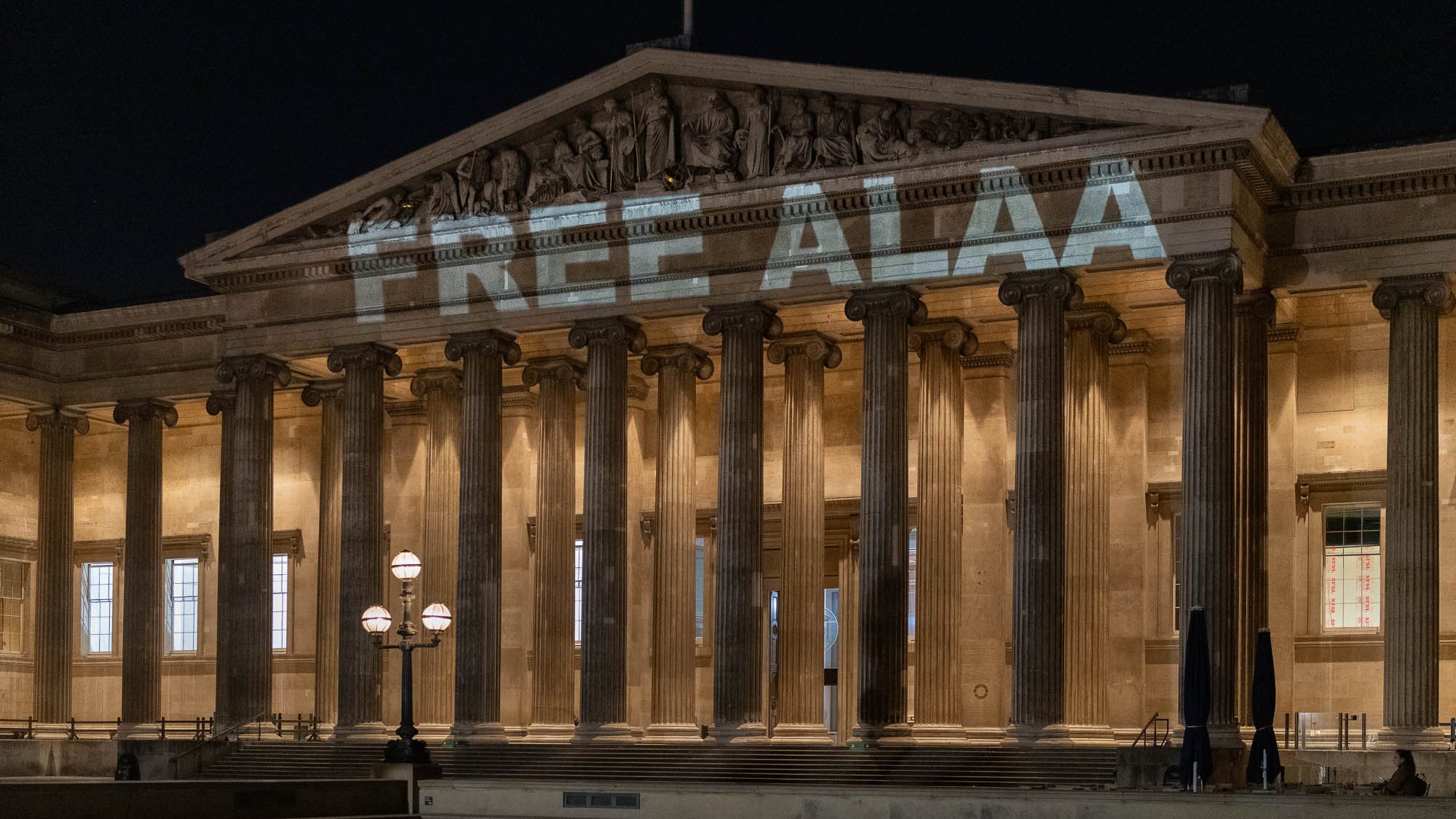 Campaigners staged a protest during the VIP preview of the hieroglyphs exhibition at the British Museum this week